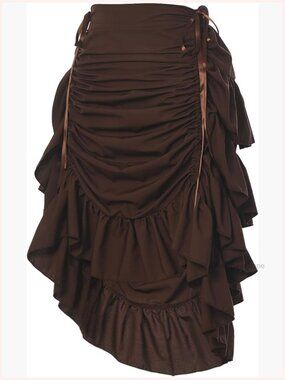 Women's Victorian Steampunk Skirt Pirate Costume High-Low Ruffle